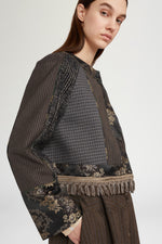 Giacca Corta con Stampa Jacquard Floreale