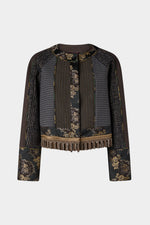 Giacca Corta con Stampa Jacquard Floreale