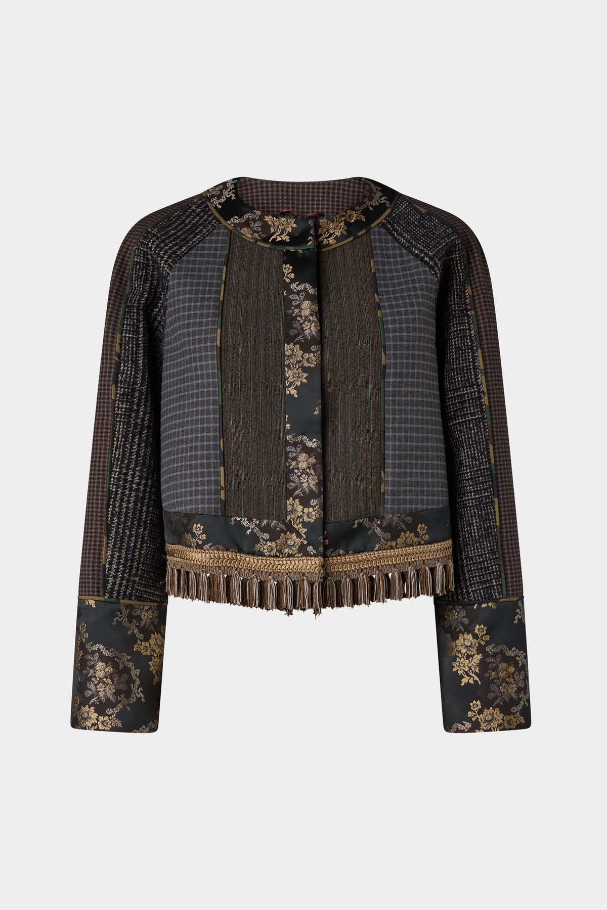 Giacca Corta con Stampa Jacquard Floreale