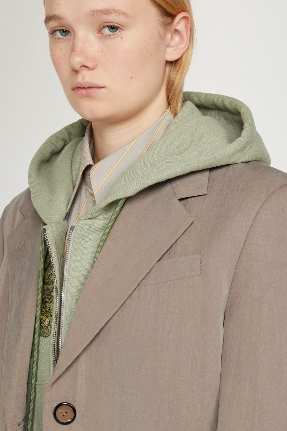 Taupe Single-Breasted Blazer