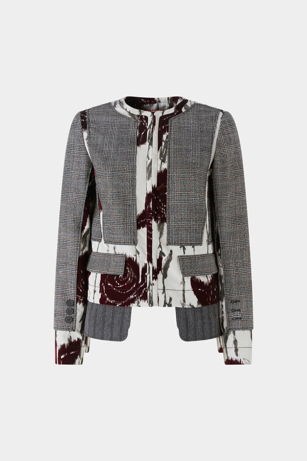 Prince of Wales and Flocked Roses Structured Jacket