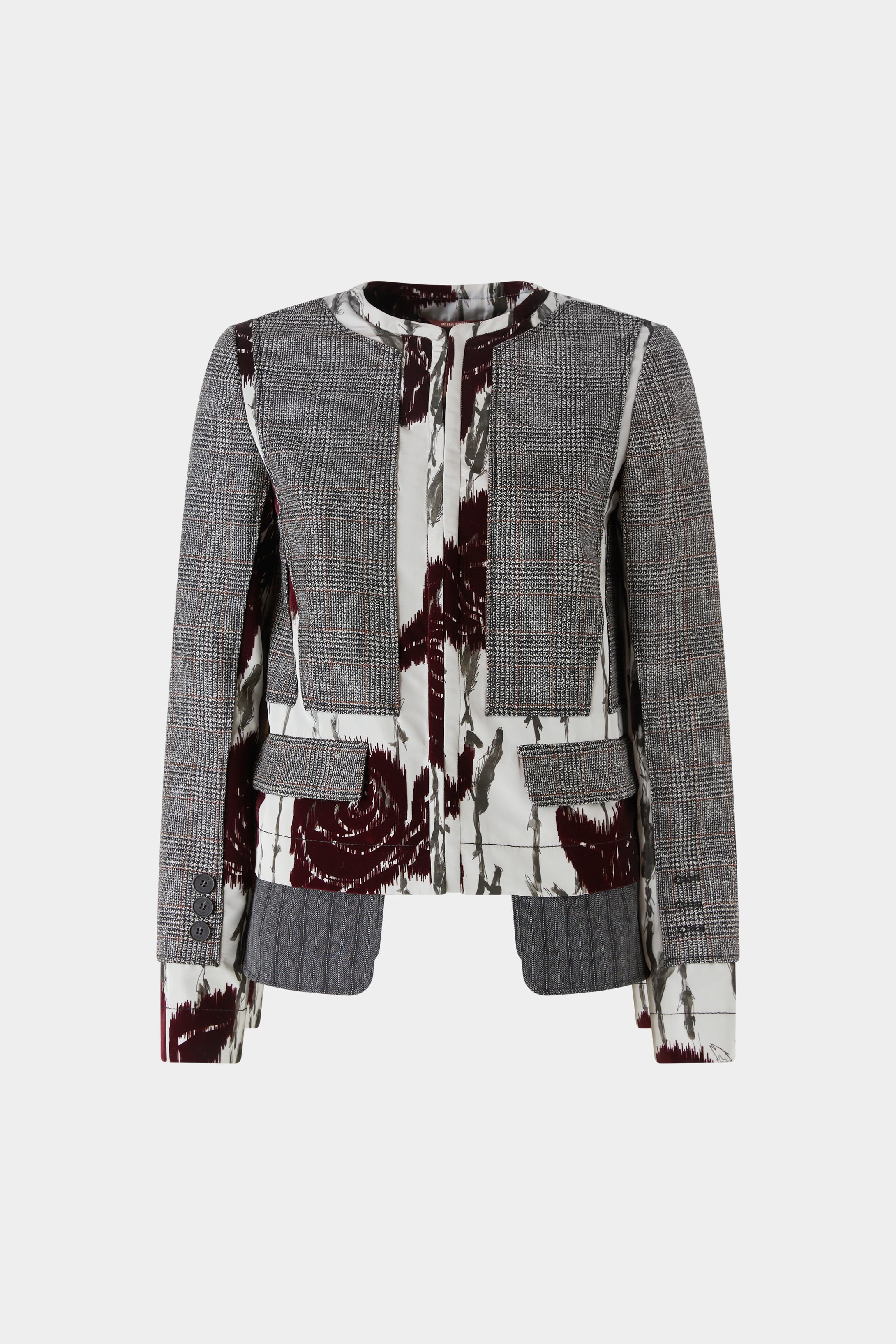 Prince of Wales and Flocked Roses Structured Jacket