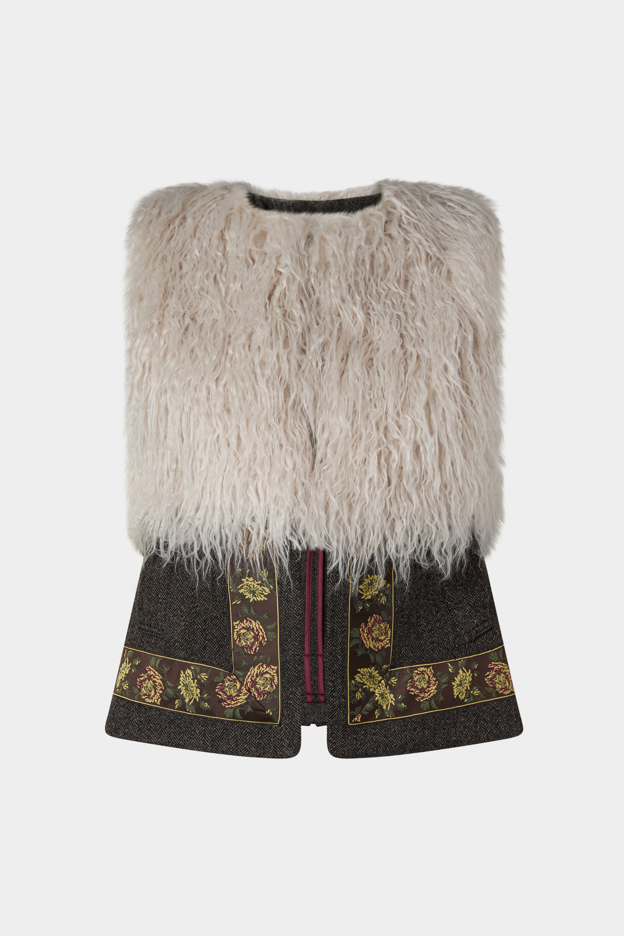 Wool Vest with Faux Fur
