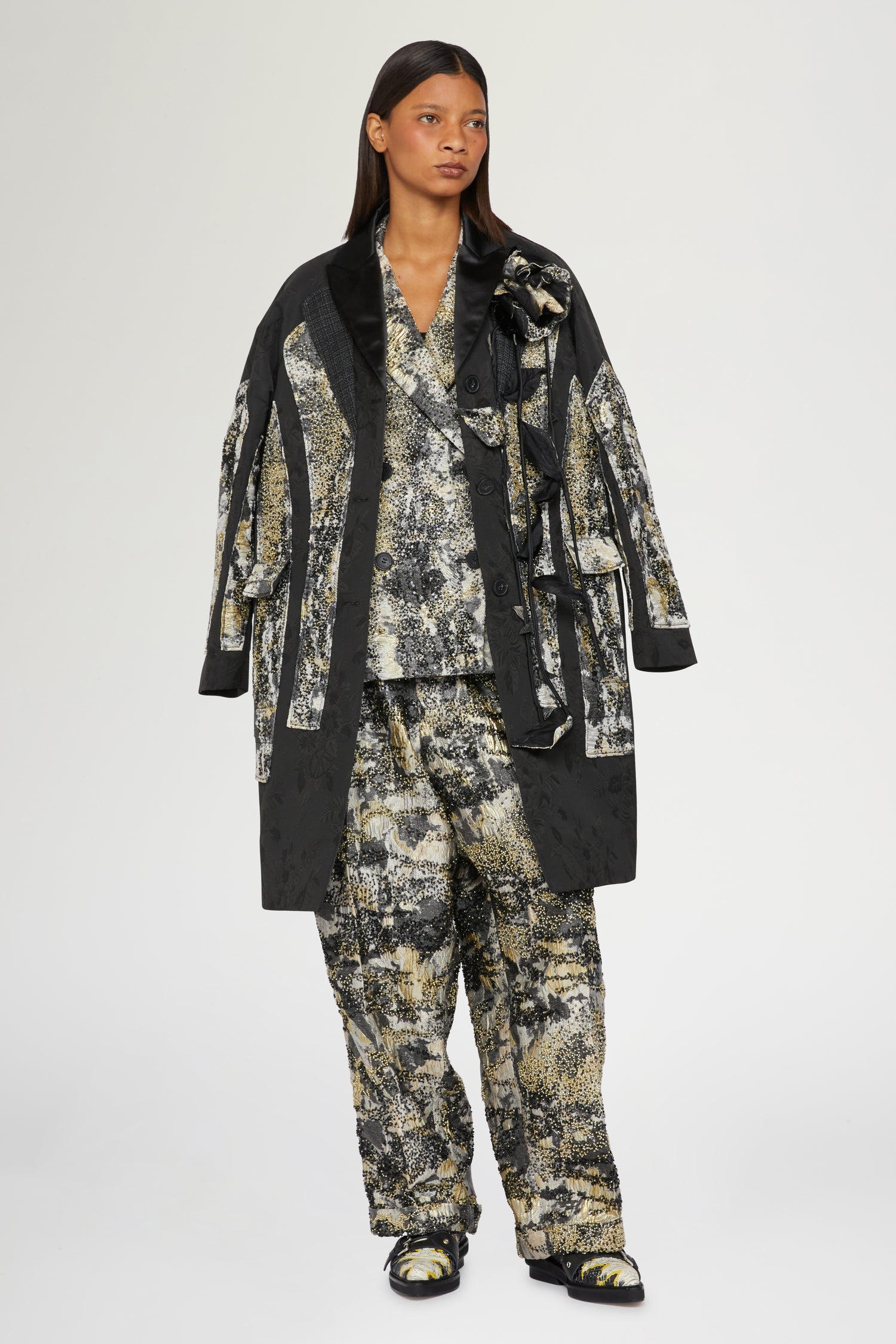 Brocade Blazer with Beads