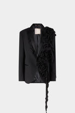 Blazer Oversize con Volant in Chiffon