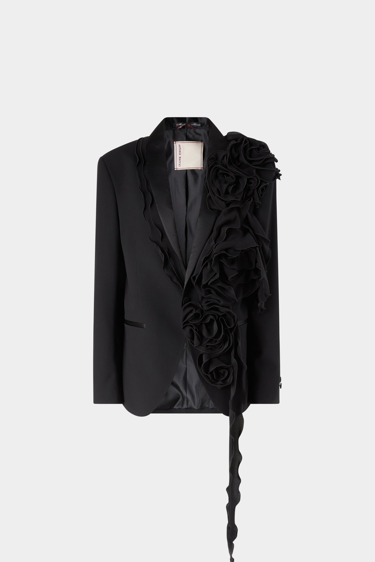 Blazer Oversize con Volant in Chiffon