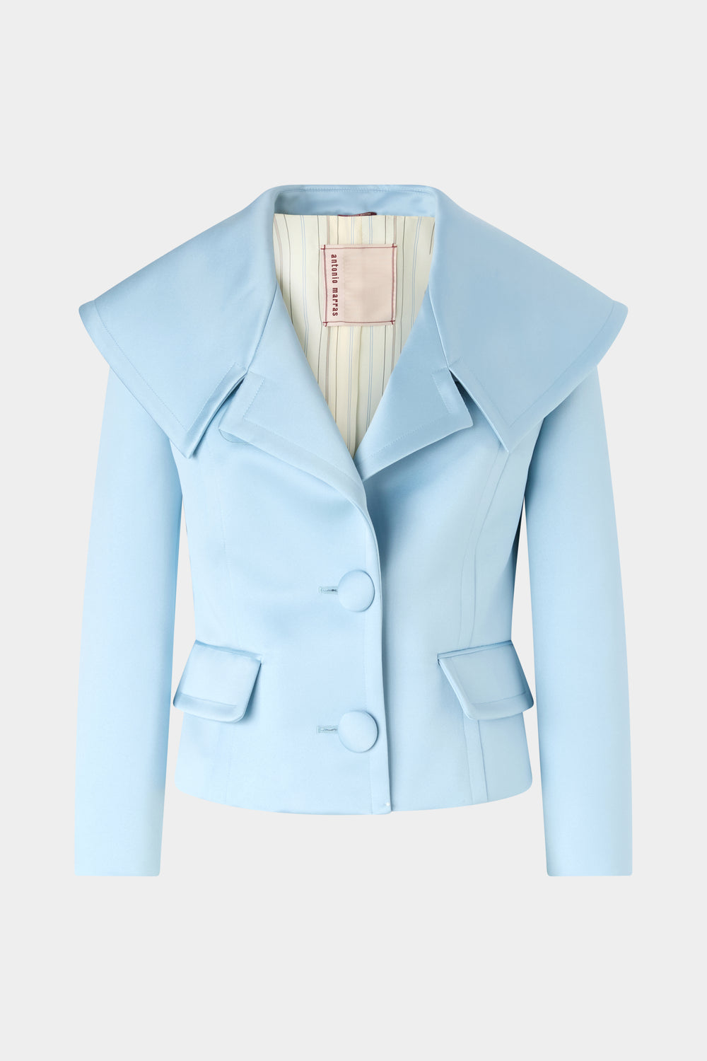 Cropped Fitted Jacket with Oversized Collar