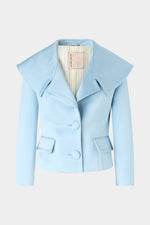 Cropped Fitted Jacket with Oversized Collar
