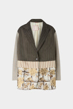 Blazer Monopetto Gessato e Jacquard Floreale