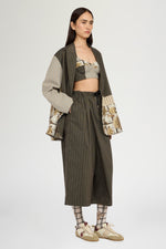 Blazer Monopetto Gessato e Jacquard Floreale