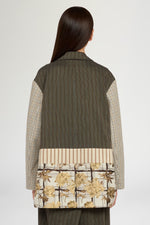 Blazer Monopetto Gessato e Jacquard Floreale