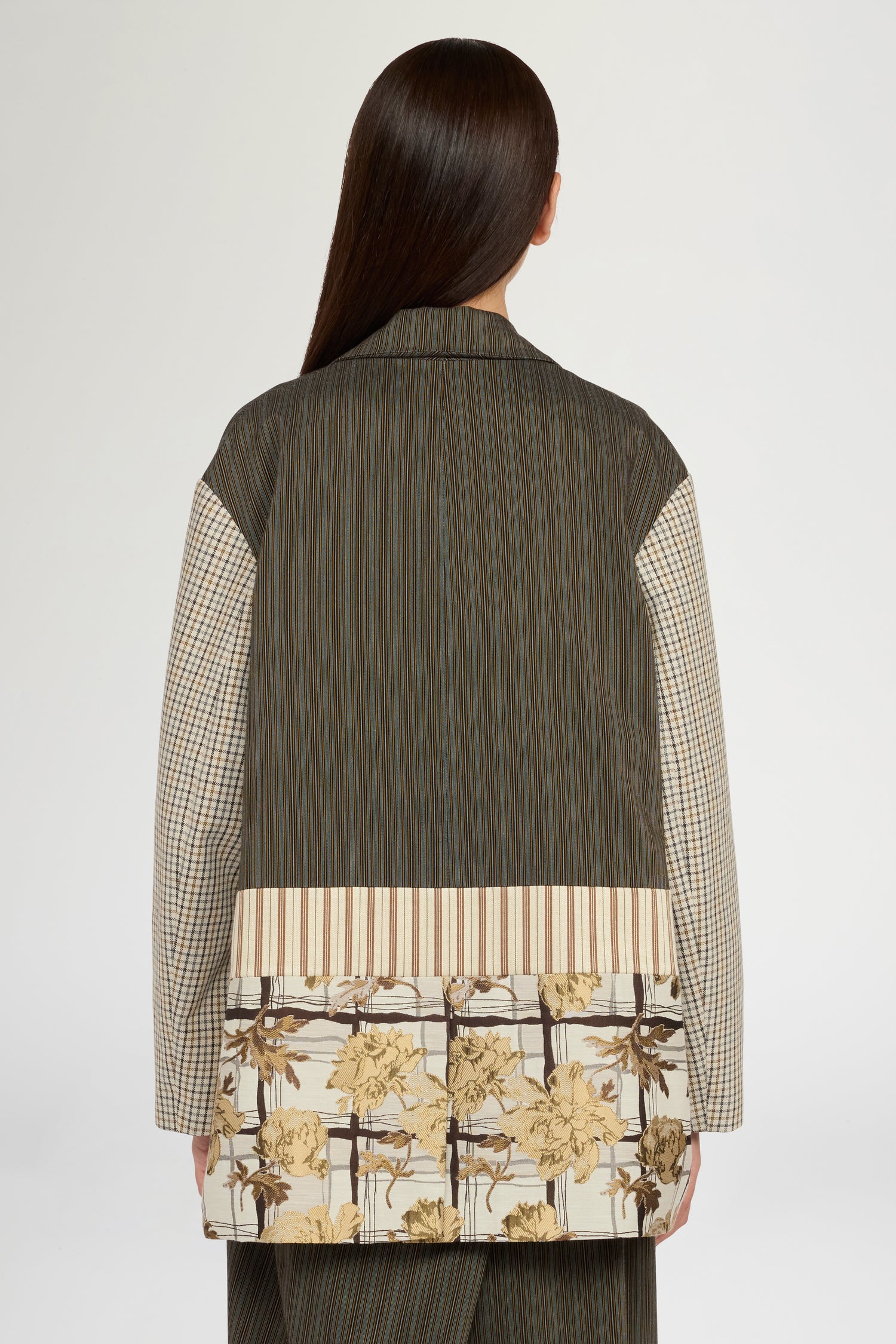 Blazer Monopetto Gessato e Jacquard Floreale