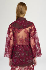 Jacket With Embroidered Tulle Kimono Sleeve