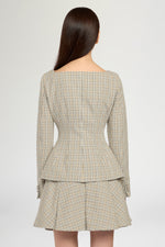 Giacca Corsetto in Micro Check e Jersey Rigato