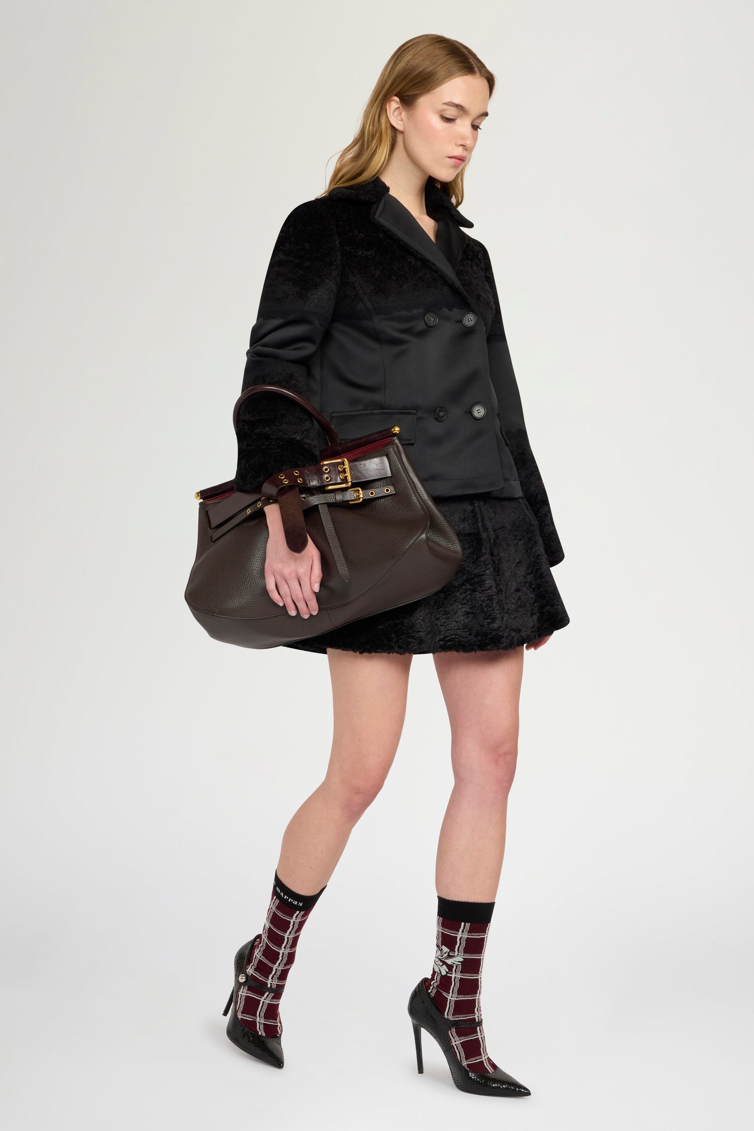 Boxy Jacket In Duchesse And Fur