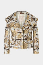 Giacca Broccato Floreale Maxi Rever