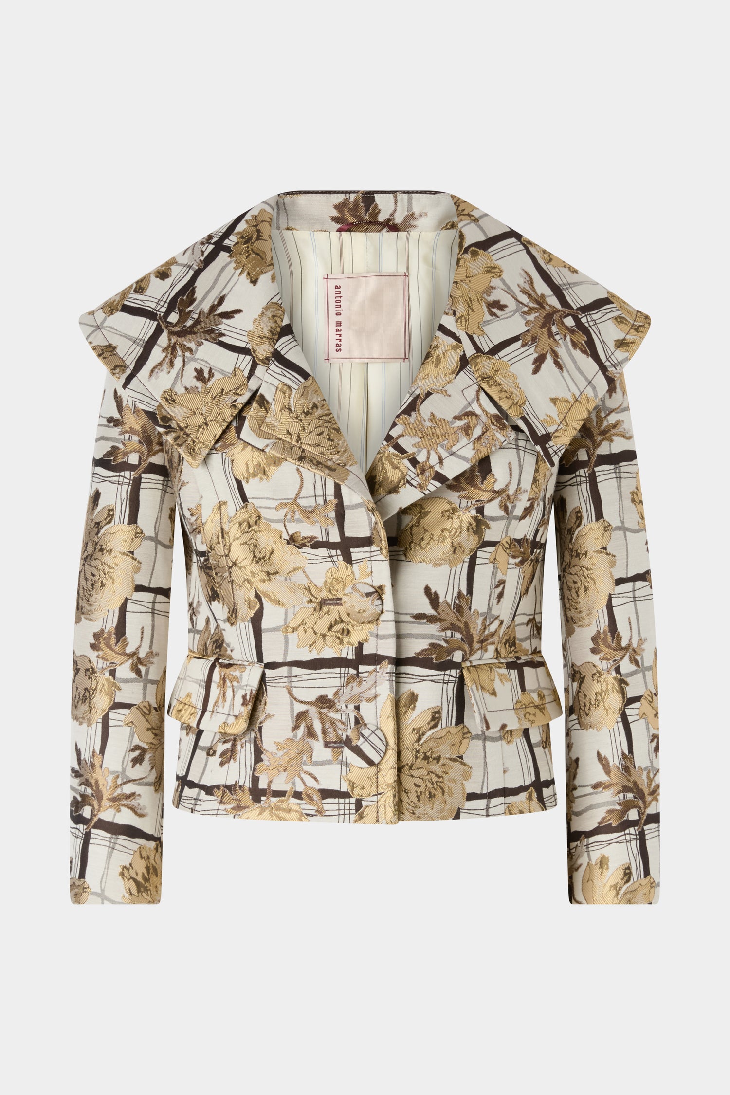 Giacca Broccato Floreale Maxi Rever