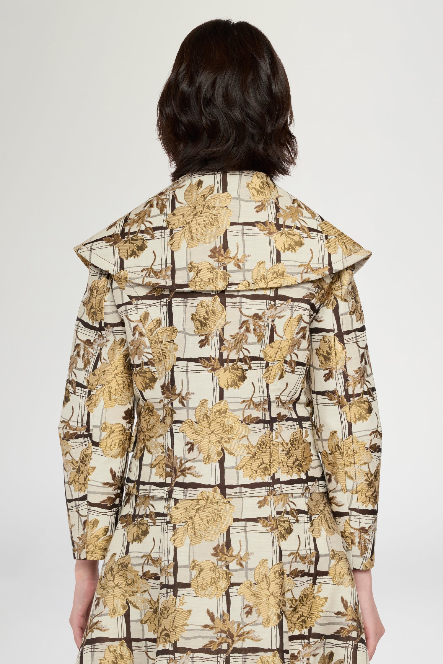 Giacca Broccato Floreale Maxi Rever