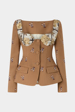 Camel Pinstripe Corset Jacket