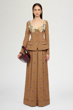 Camel Pinstripe Corset Jacket