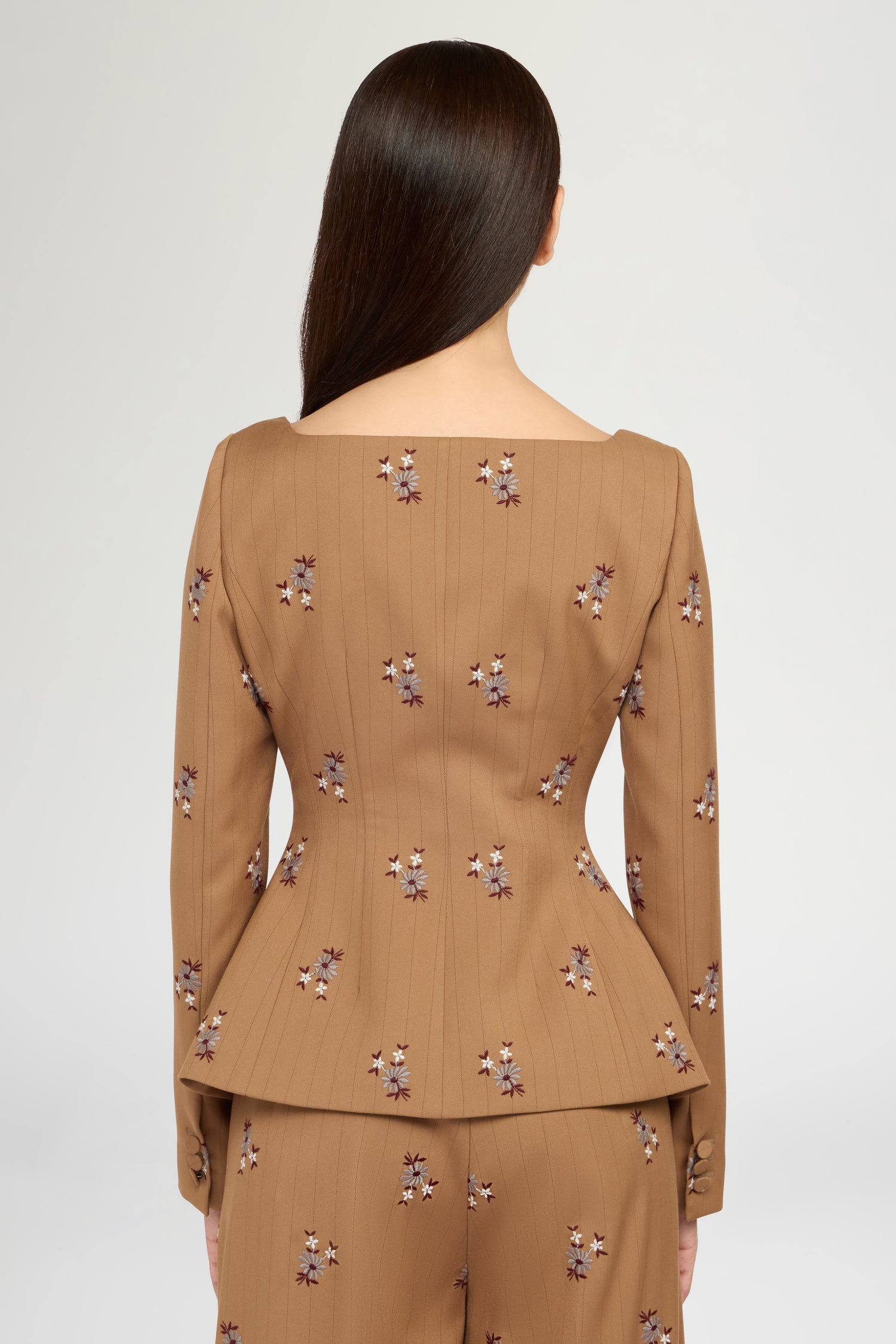 Camel Pinstripe Corset Jacket