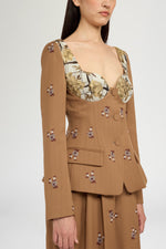 Camel Pinstripe Corset Jacket