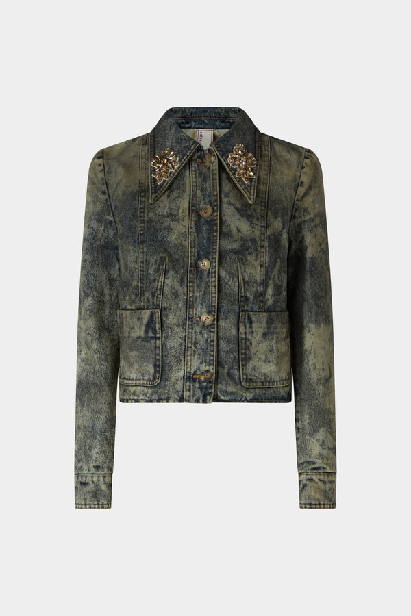 Embellished Slim-Fit Denim Jacket