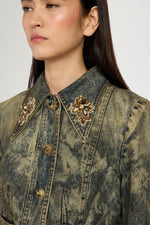Embellished Slim-Fit Denim Jacket