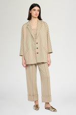 Single-Breasted Jersey Jacket with Stripes