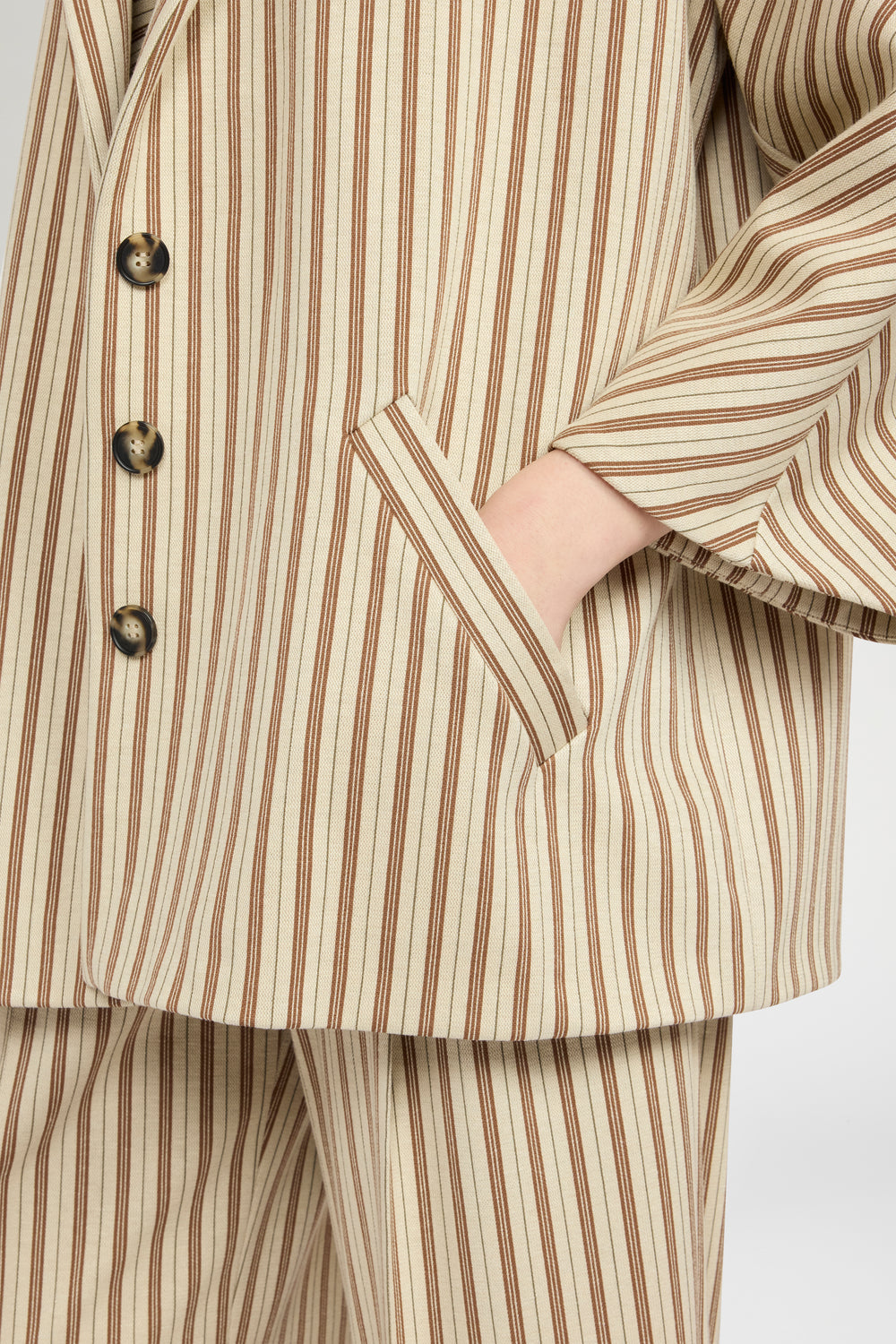 Single-Breasted Jersey Jacket with Stripes