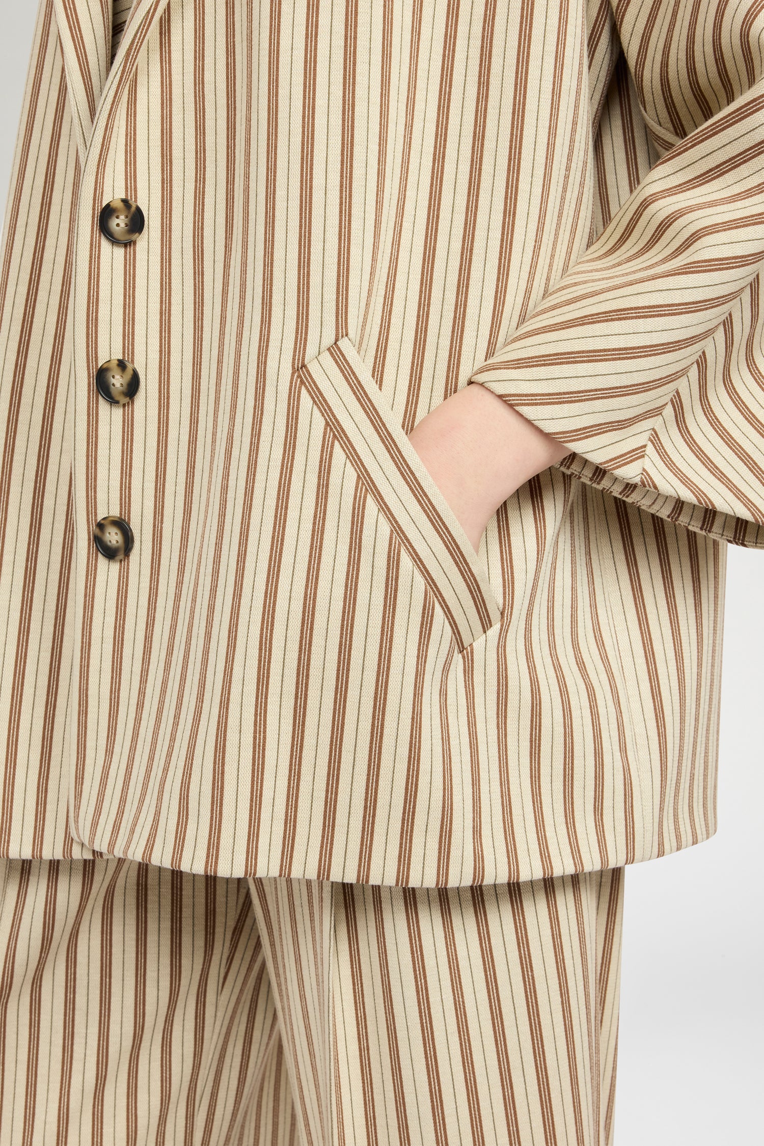 Single-Breasted Jersey Jacket with Stripes