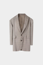 Ivory Grey Checked Oversize Blazer