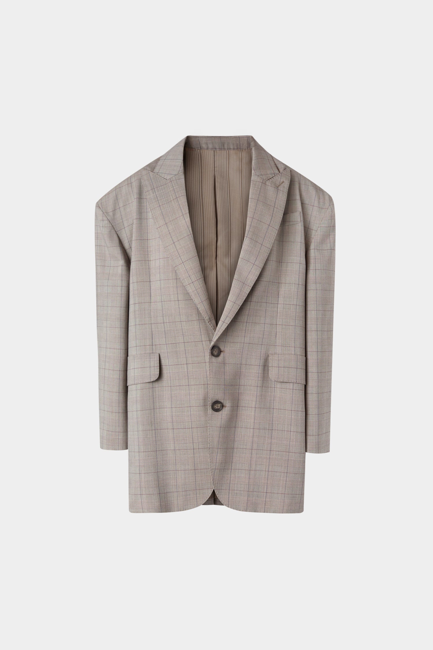 Ivory Grey Checked Oversize Blazer