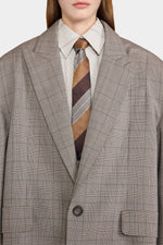 Ivory Grey Checked Oversize Blazer