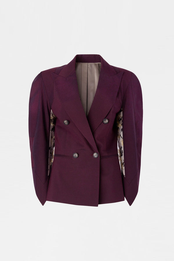 Burgundy Pinstripe Sculptural Jacket