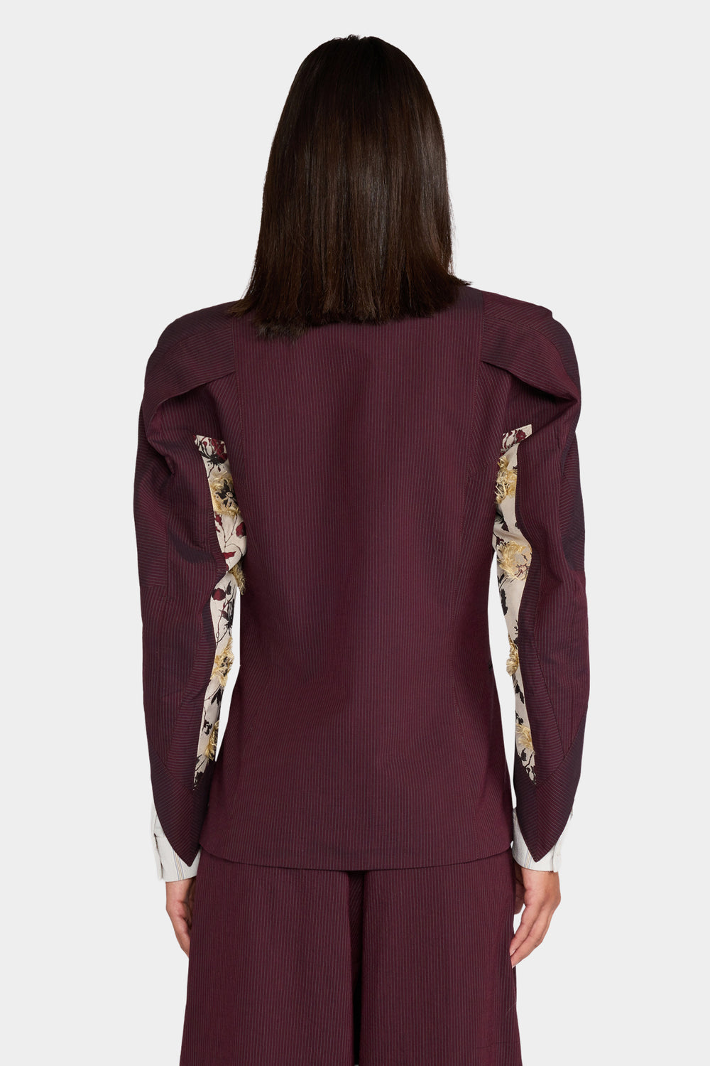 Burgundy Pinstripe Sculptural Jacket
