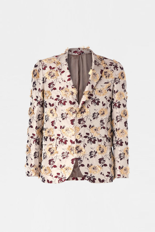 Frayed Floral Jacquard Blazer