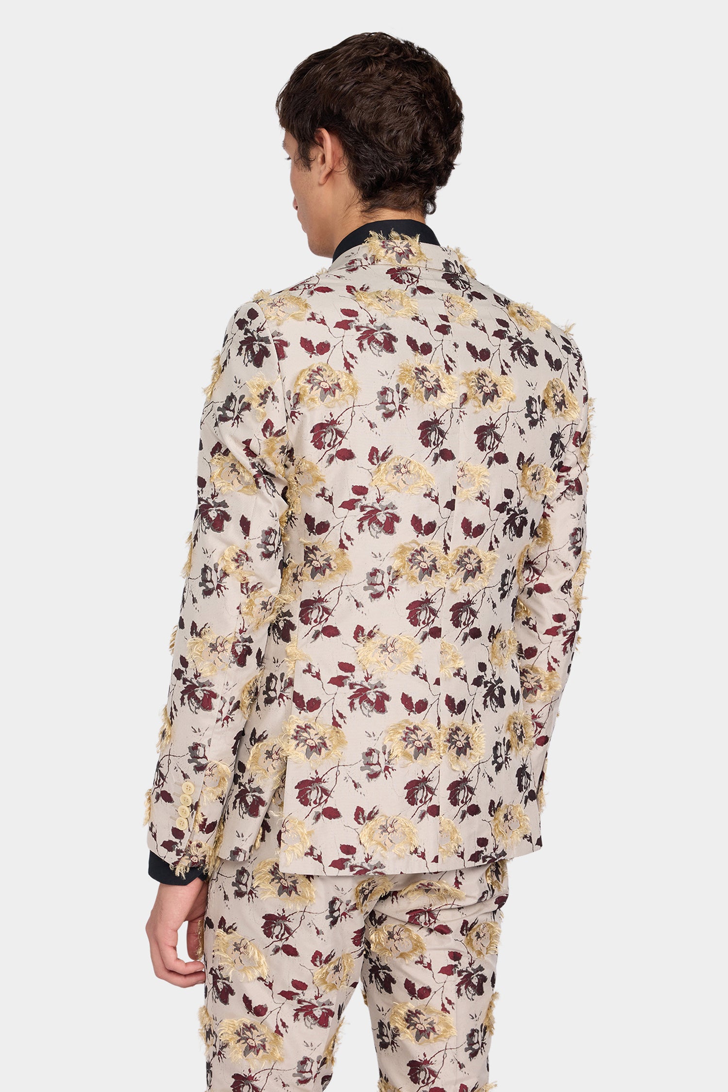 Frayed Floral Jacquard Blazer