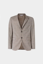 Blazer Monopetto Grigio con Motivo a Quadri