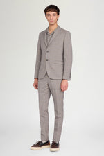 Blazer Monopetto Grigio con Motivo a Quadri