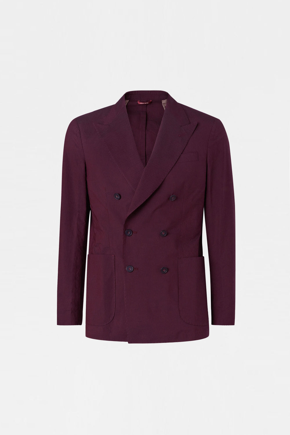 Burgundy Pinstripe Double-Breasted Blazer