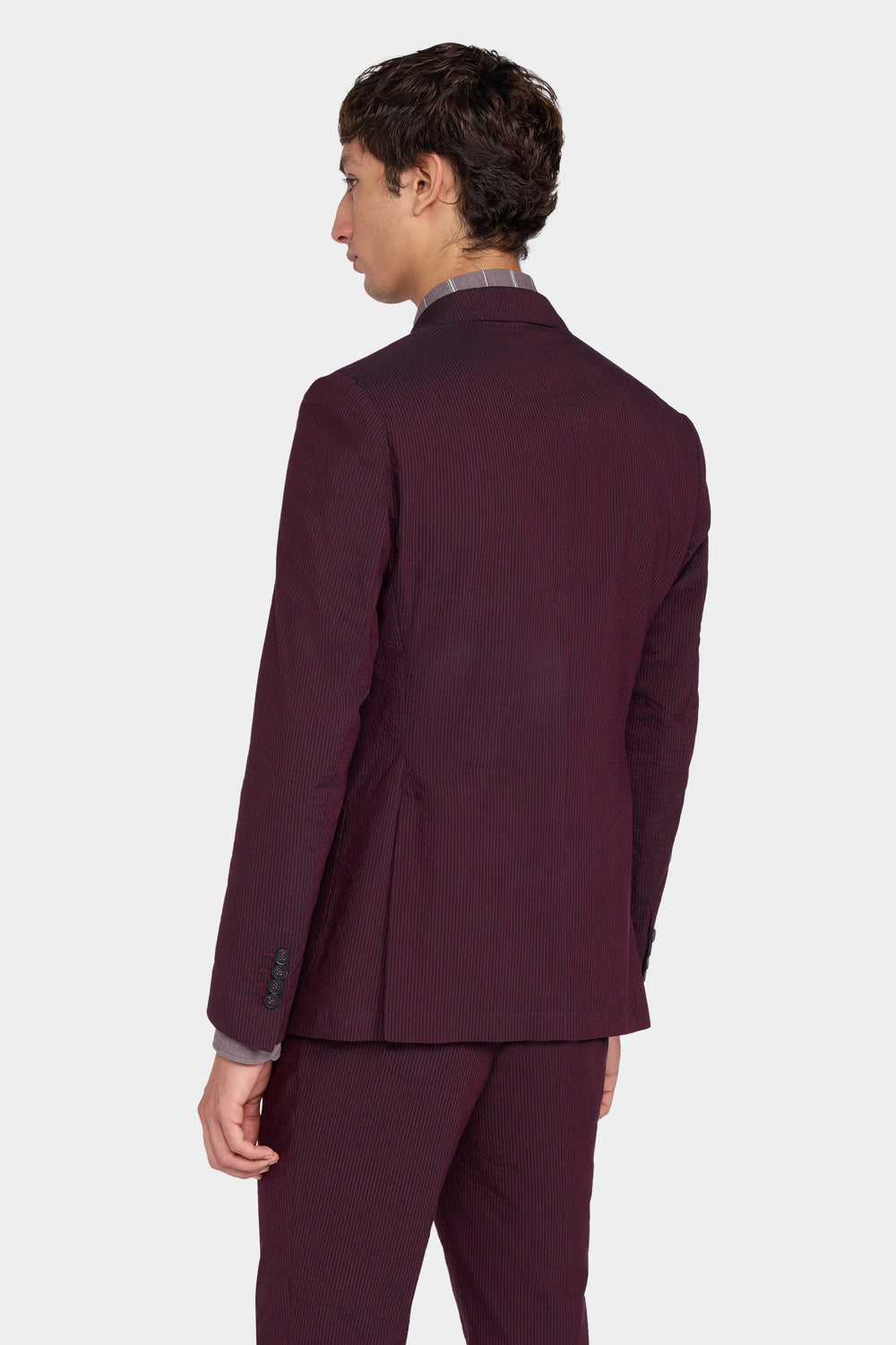 Burgundy Pinstripe Double-Breasted Blazer