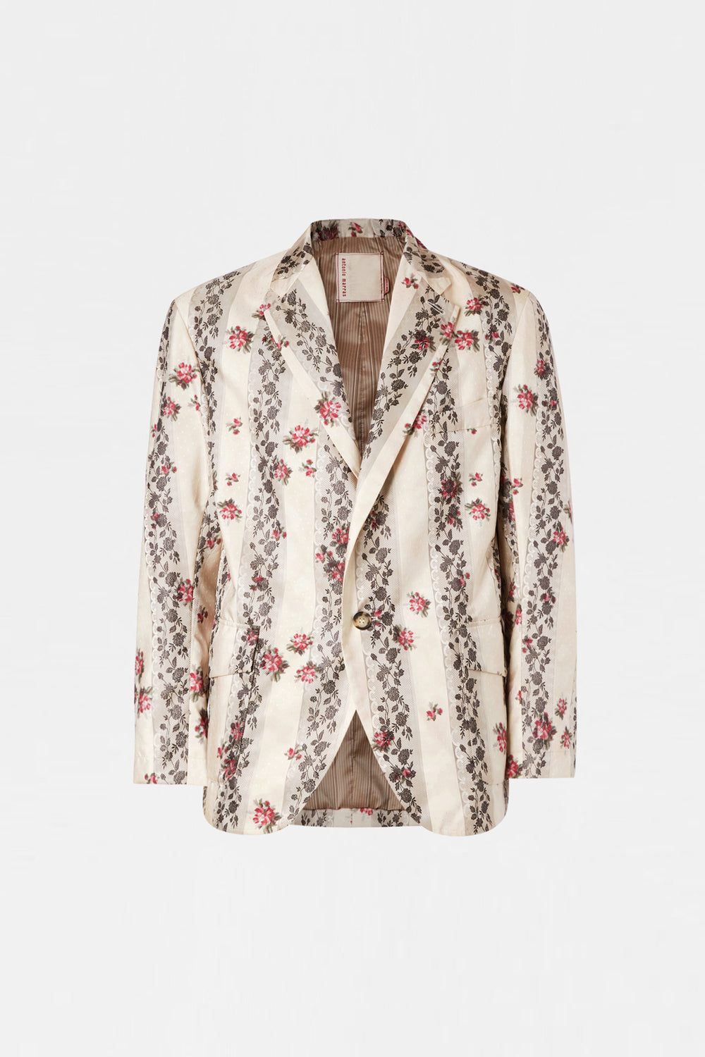 Floral Stripe Single-Breasted Jacket