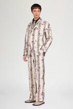 Floral Stripe Single-Breasted Jacket