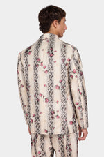 Floral Stripe Single-Breasted Jacket