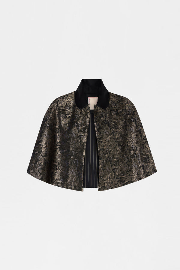 Gold Leaf Brocade Cape Jacket