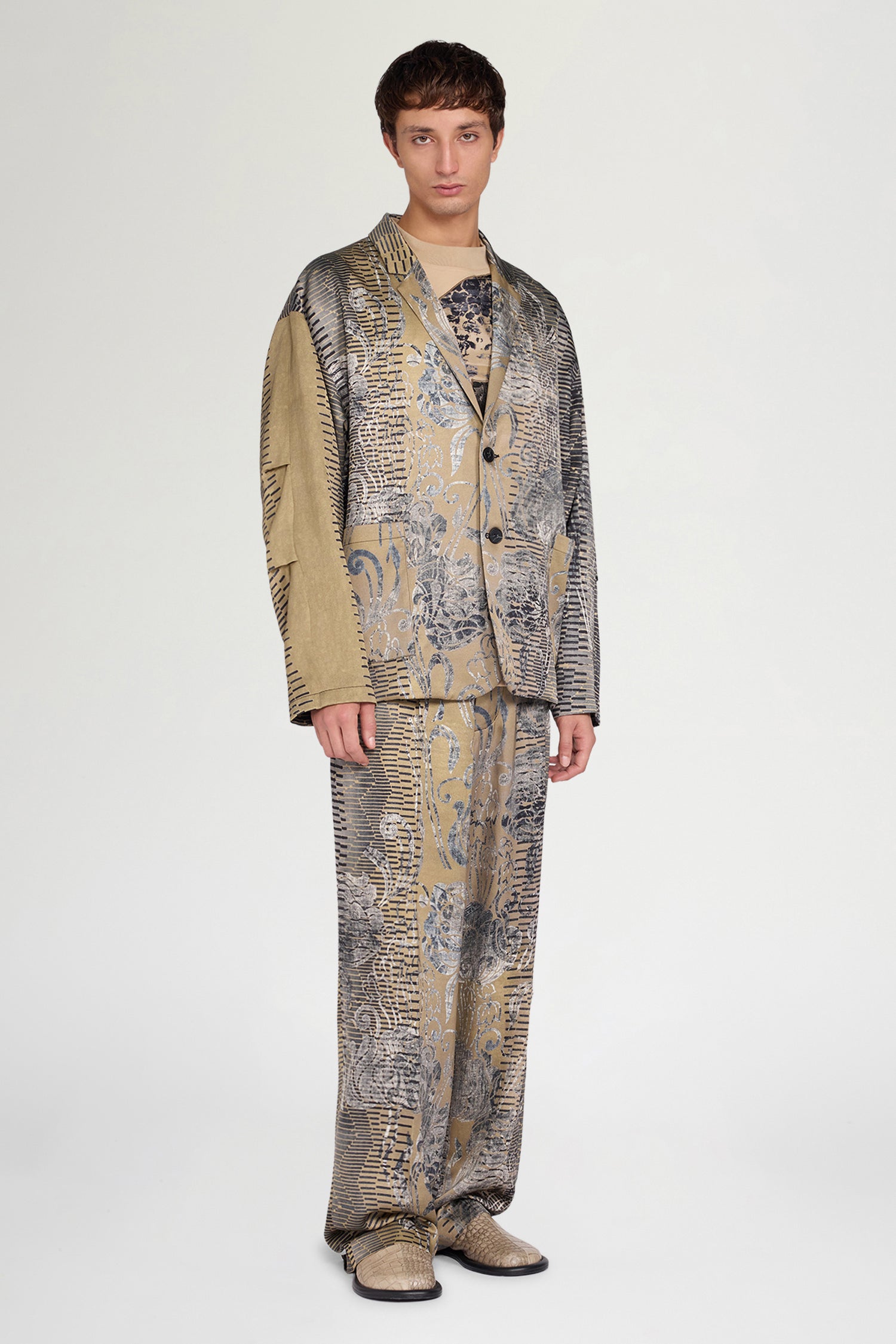 Gold Jacquard Deconstructed Jacket