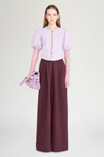 Lilac Leather Puff-Sleeve Jacket