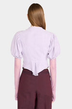 Lilac Leather Puff-Sleeve Jacket