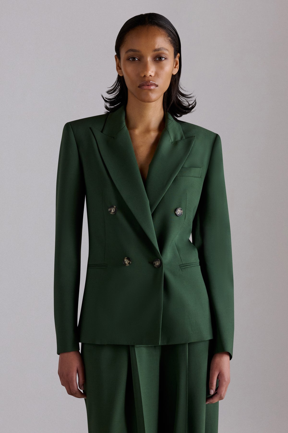Stretch Virgin Wool Double-Breasted Blazer